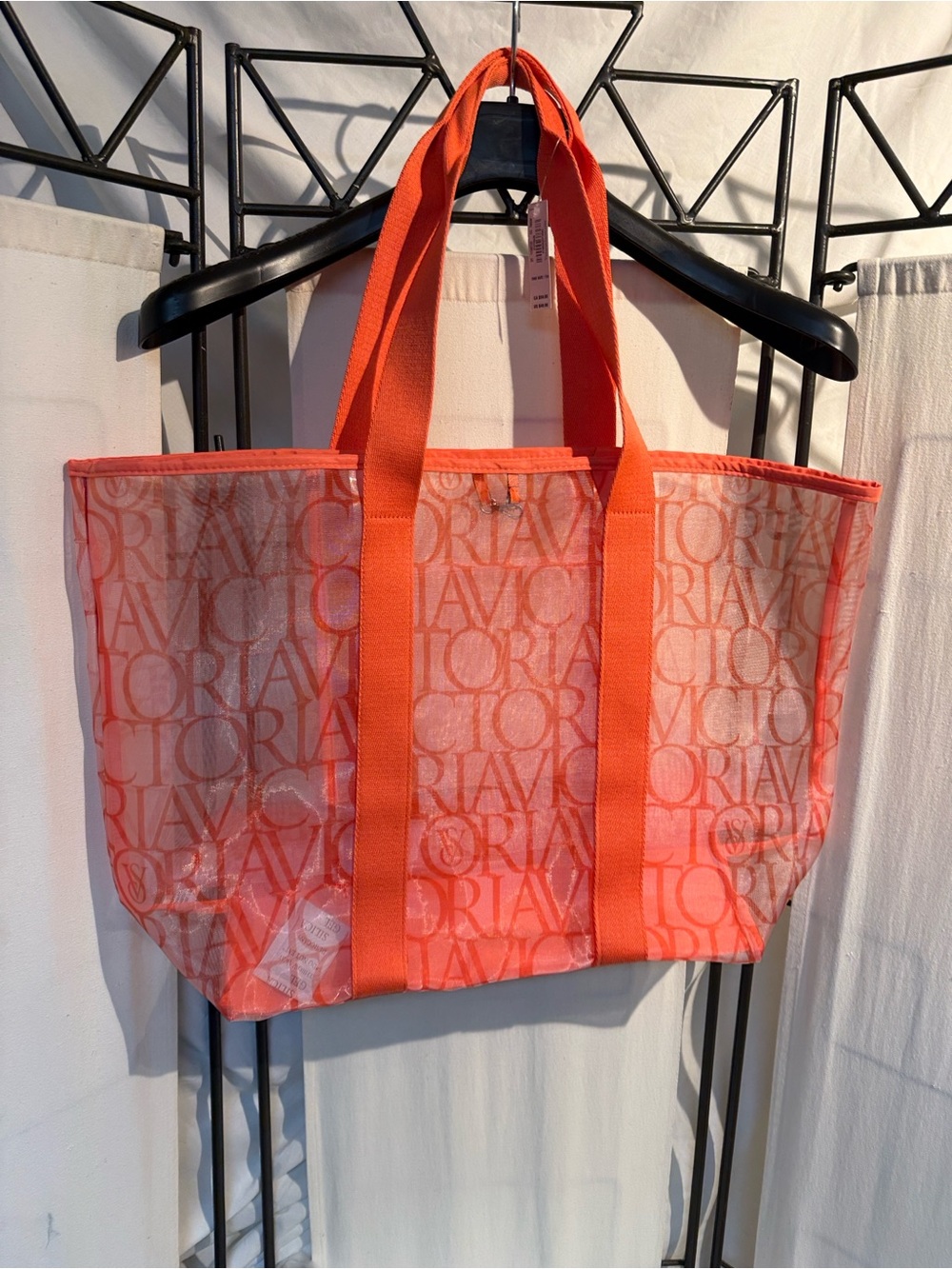 Victoria's Secret Orange Mesh Logo Tote